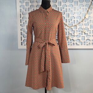 Banana Republic Geometric Honeycomb Print Shirt Dress Warm Combo 4